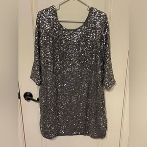 LC Lauren Conrad for Kohls Silver Sequin Dress Sz XL